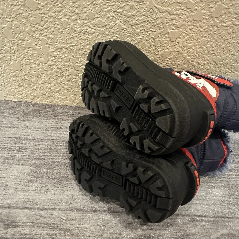 Sorel Toddler Commander Snow Boots Size 5 US Toddler Blue Red Hook And Loop